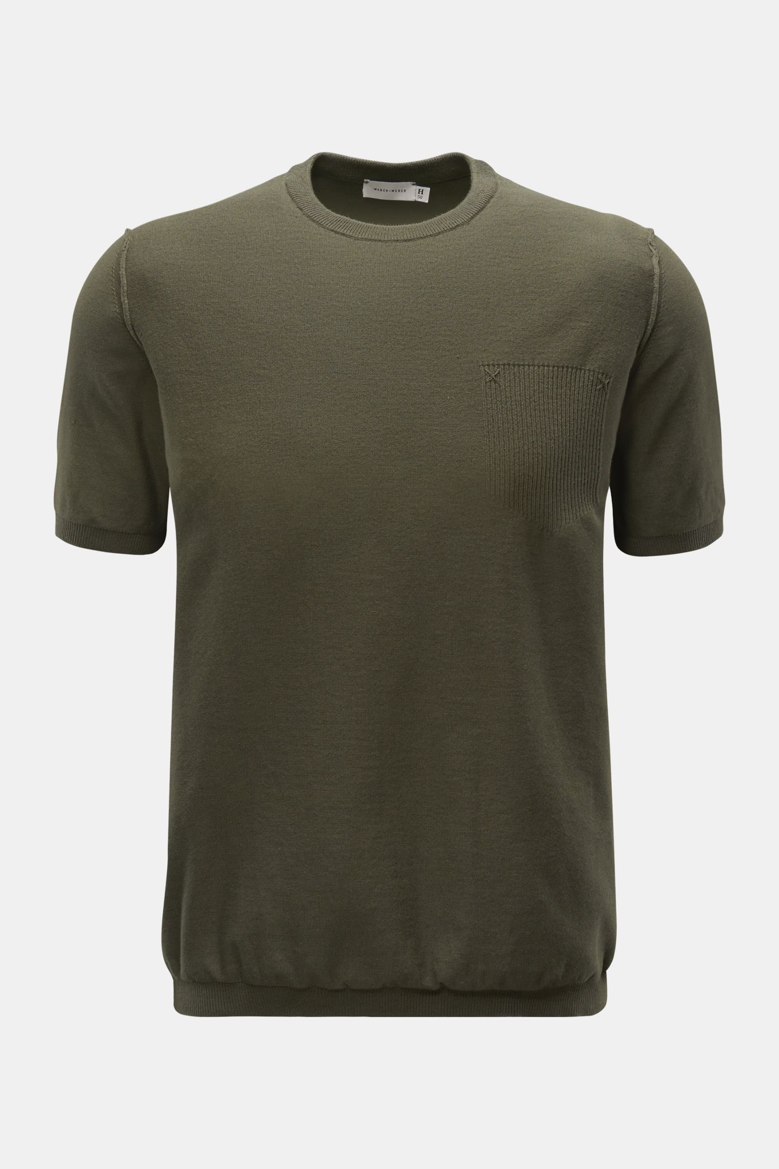 WEBER + WEBER short sleeve crew neck jumper 'Cotton Knit T-Shirt' olive