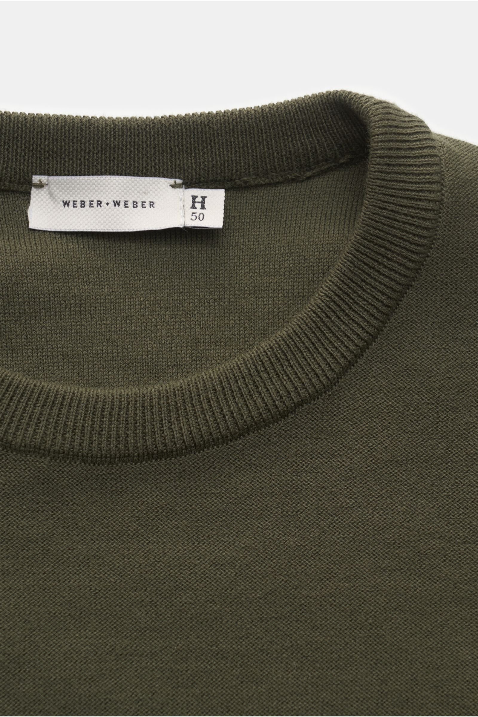 WEBER + WEBER short sleeve crew neck jumper \'Cotton Knit T-Shirt\' olive |  WEBER+WEBER
