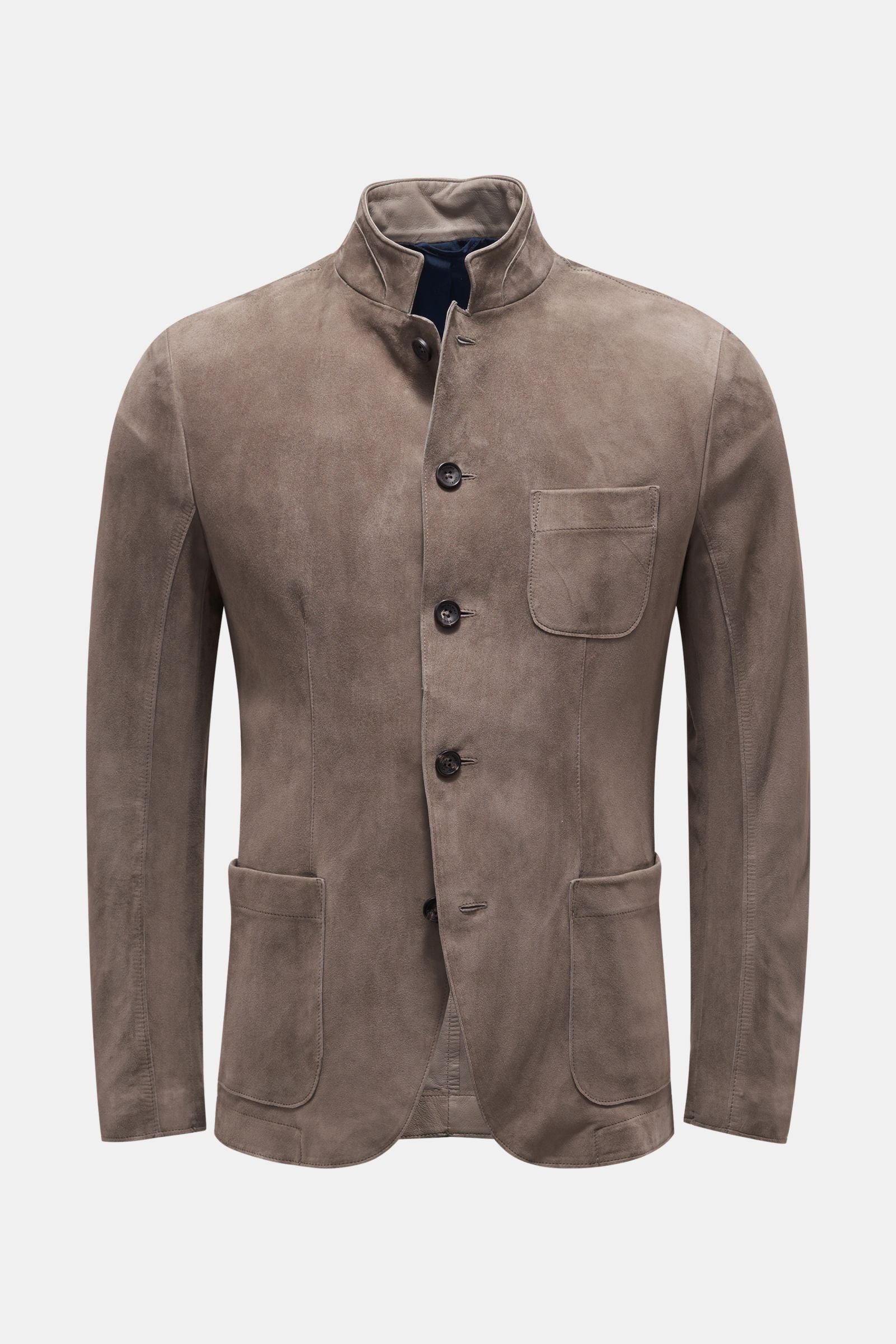 Suede smart-casual jacket grey-brown