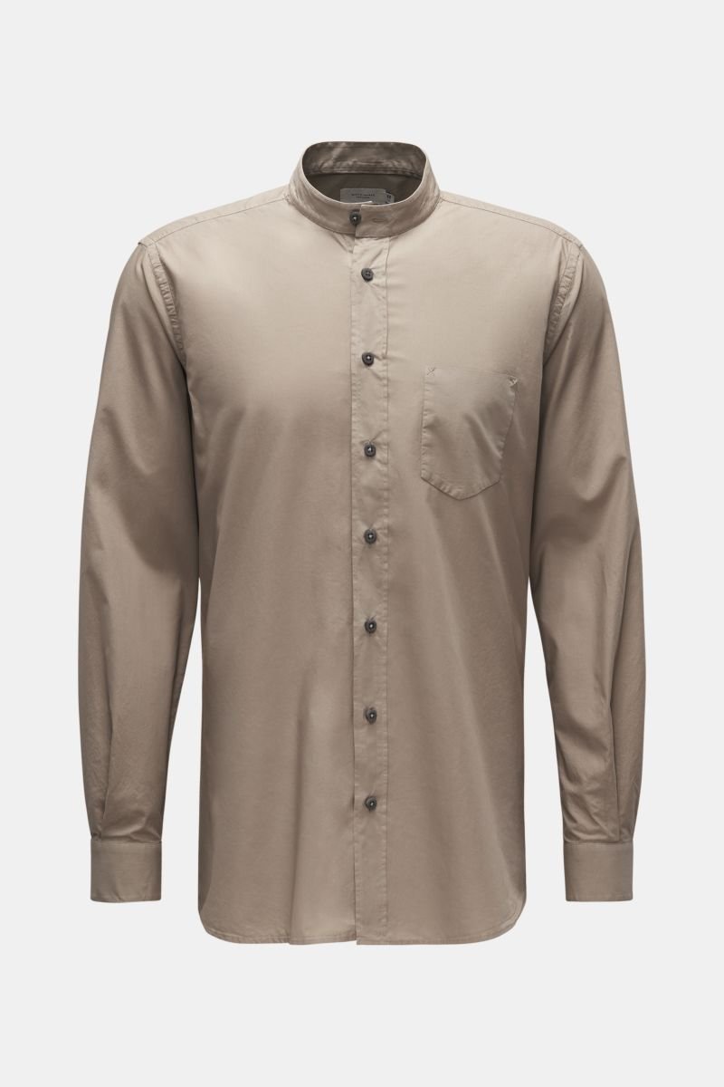 Casual Hemd 'Vintage Popeline Collar Shirt' Grandad-Kragen khaki