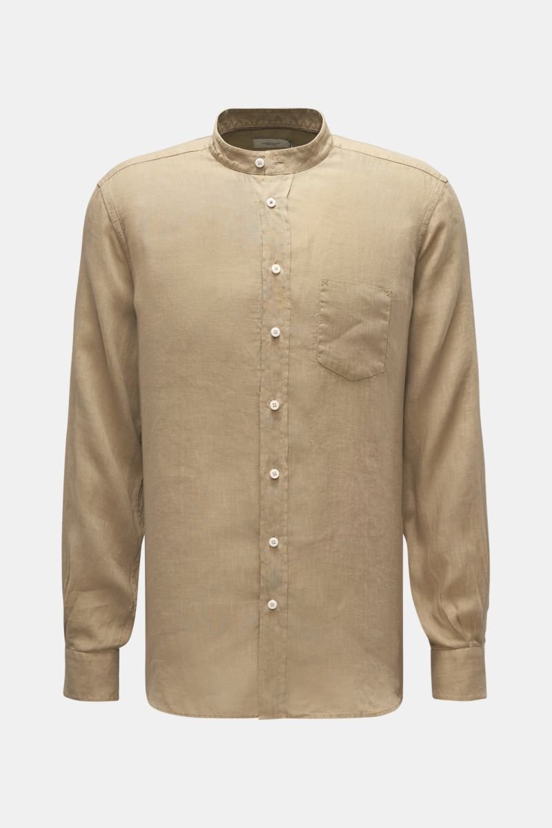 Linen shirt 'Linen Collar Shirt' grandad collar khaki
