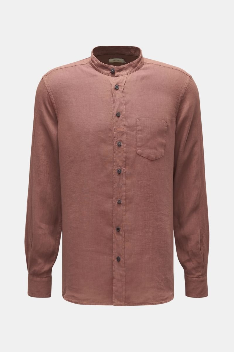 Linen shirt 'Linen Collar Shirt' grandad collar antique pink
