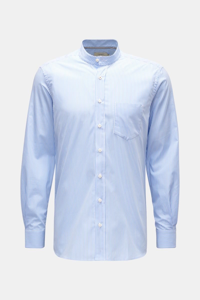 Casual shirt 'Vintage Large Stripe Collar Shirt' grandad collar light blue/white striped