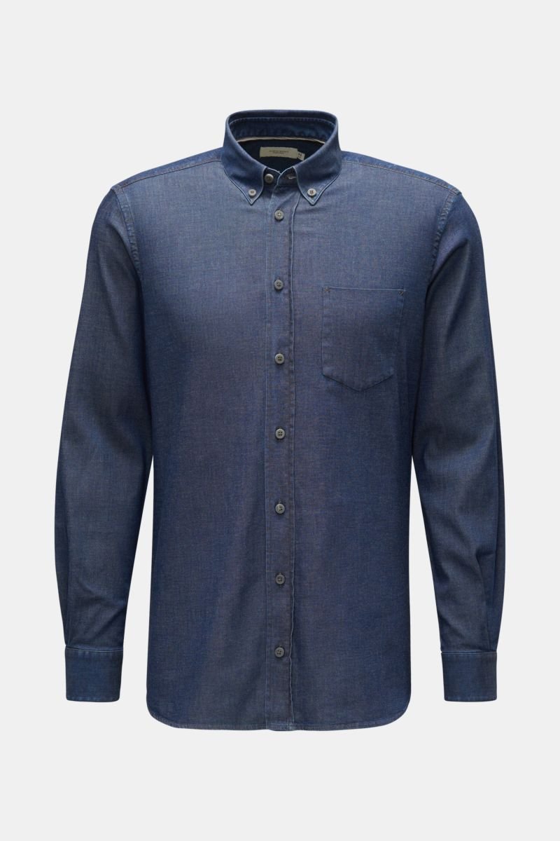 Chambray shirt 'Vintage Denim Tailored Shirt' button-down collar navy