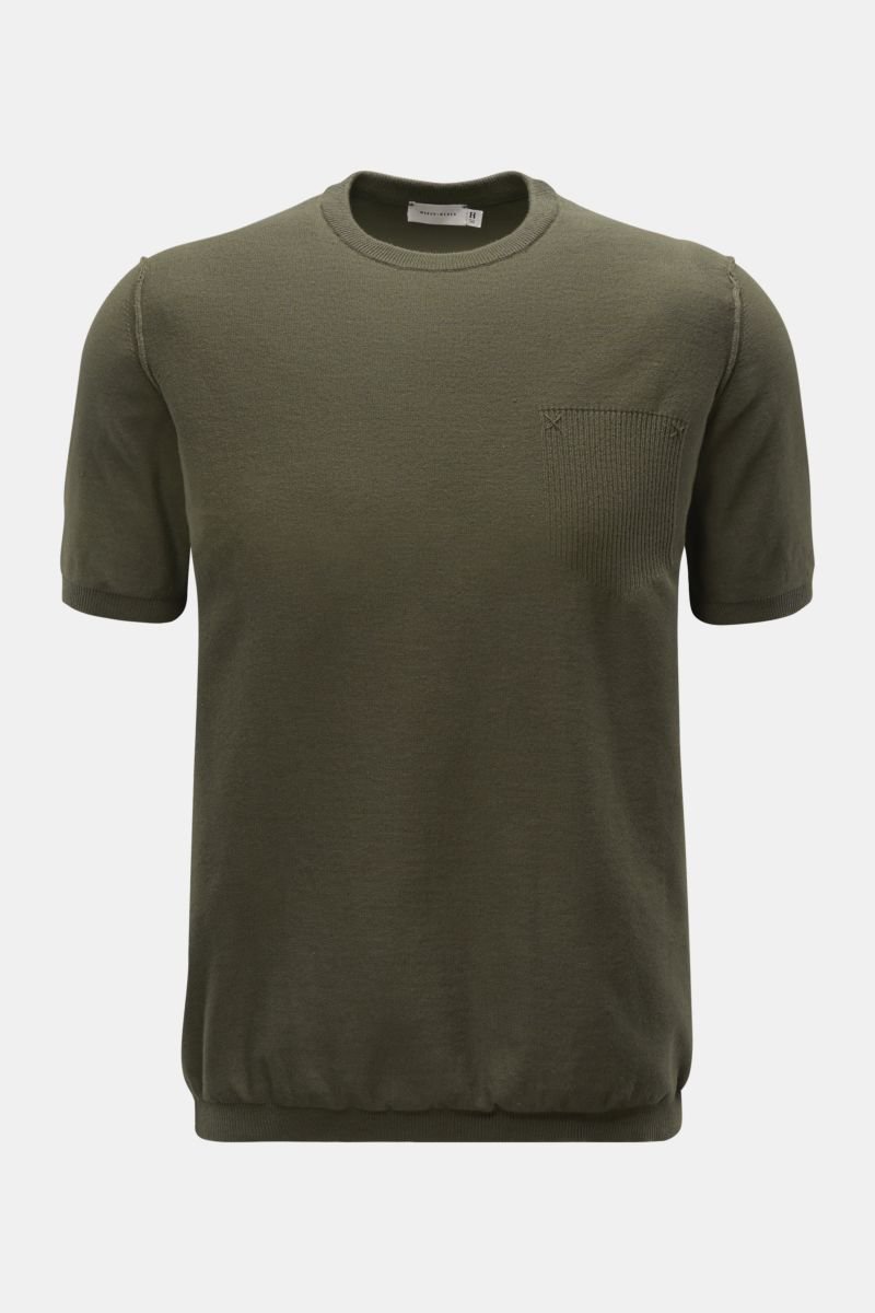 Short sleeve crew neck jumper 'Cotton Knit T-Shirt' olive
