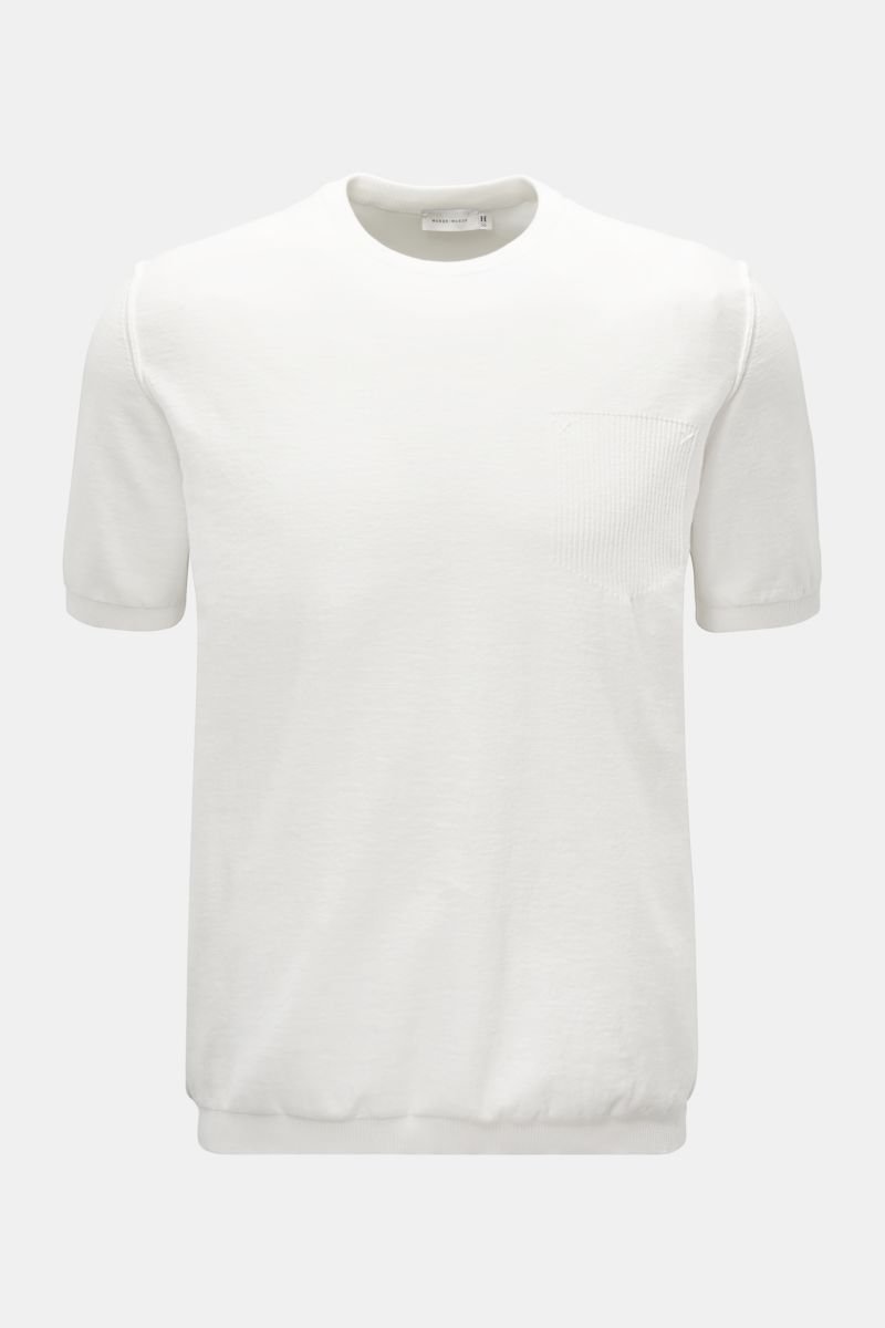 Kurzarm-Rundhalspullover 'Cotton Knit T-Shirt' weiß